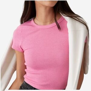 American Eagle Hey Baby Tee Waffle Size M in Pink